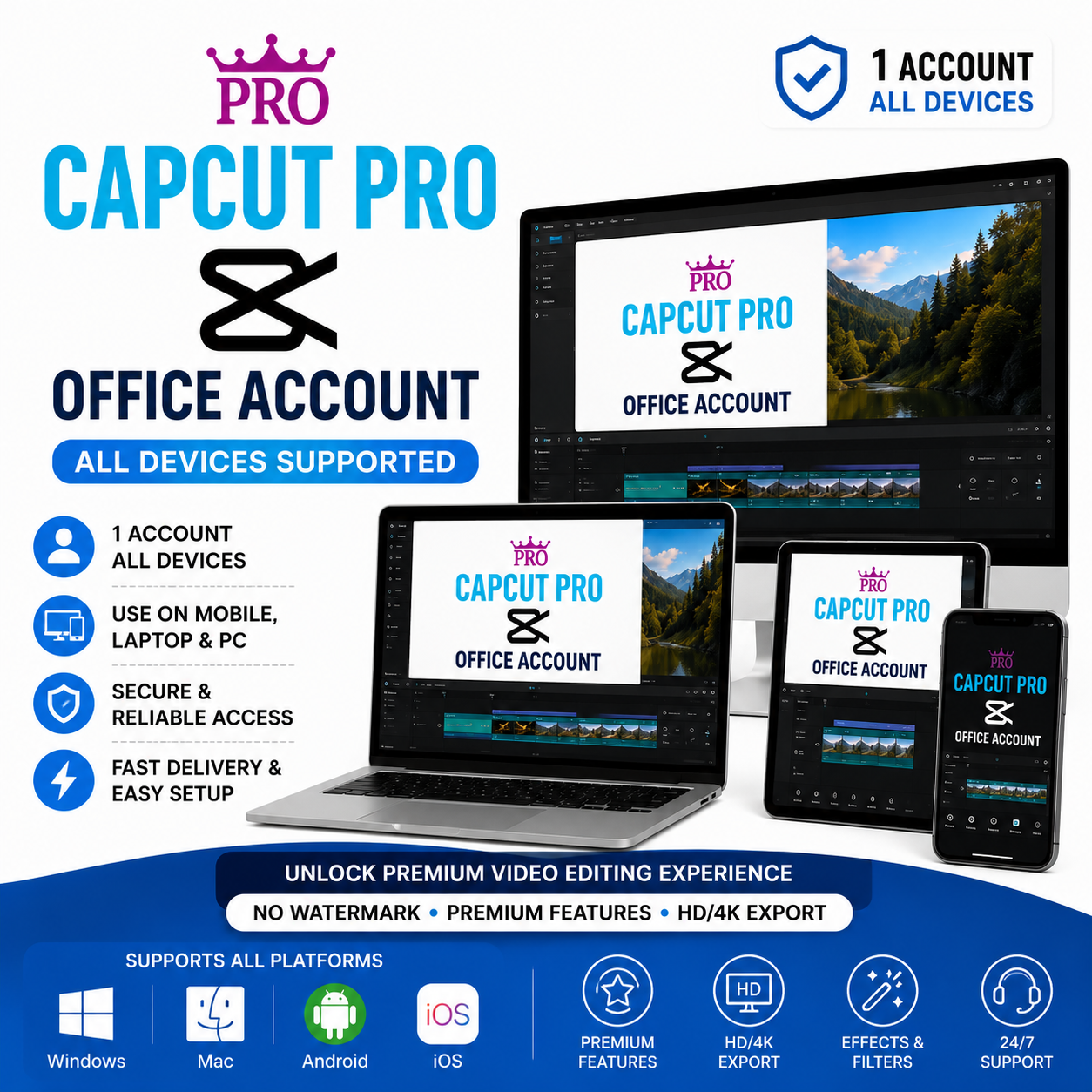 CapCut Pro Official Personal Account – All Device Support (Mobile + PC + Laptop)