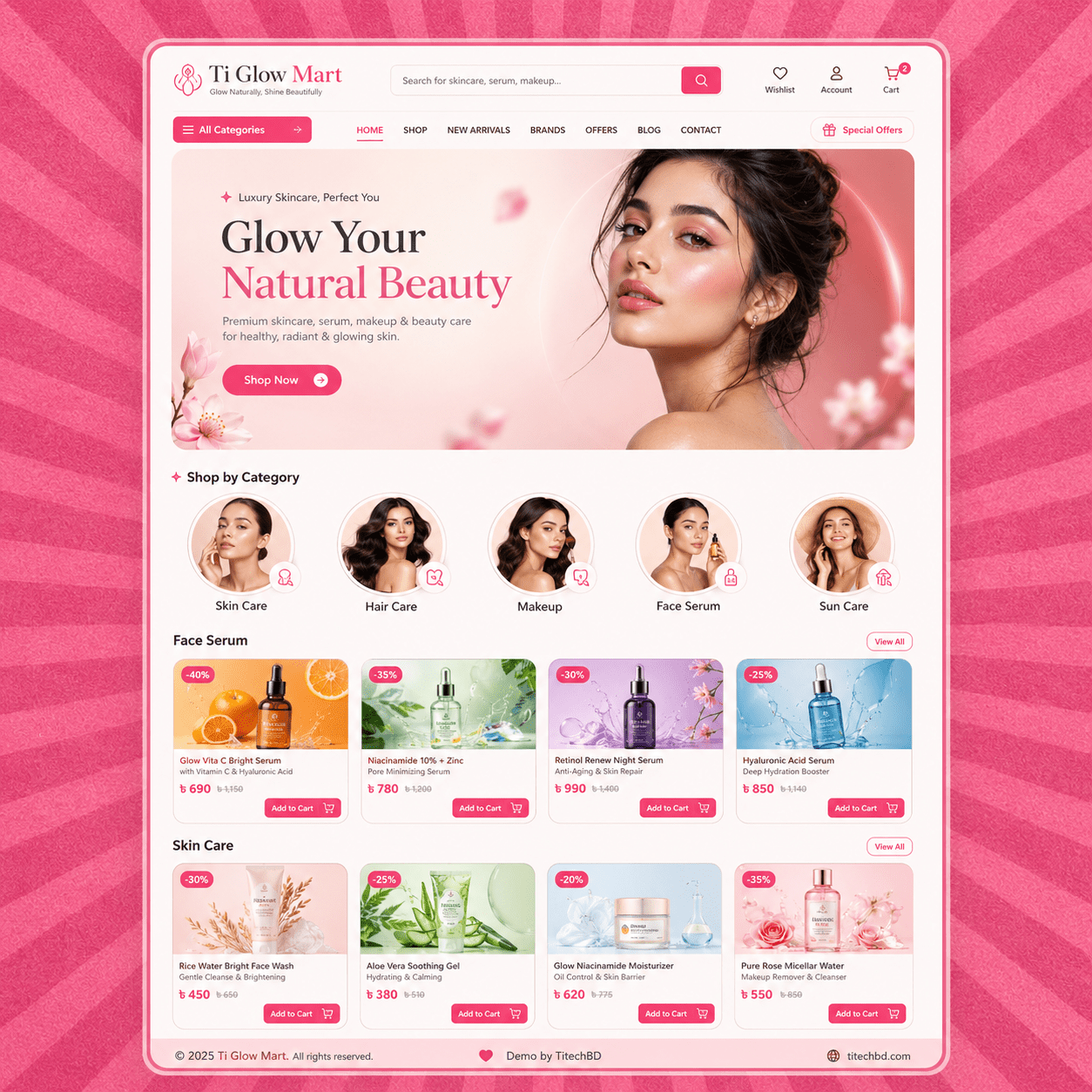 GlowMart – Beauty eCommerce Website Template (Backup File)